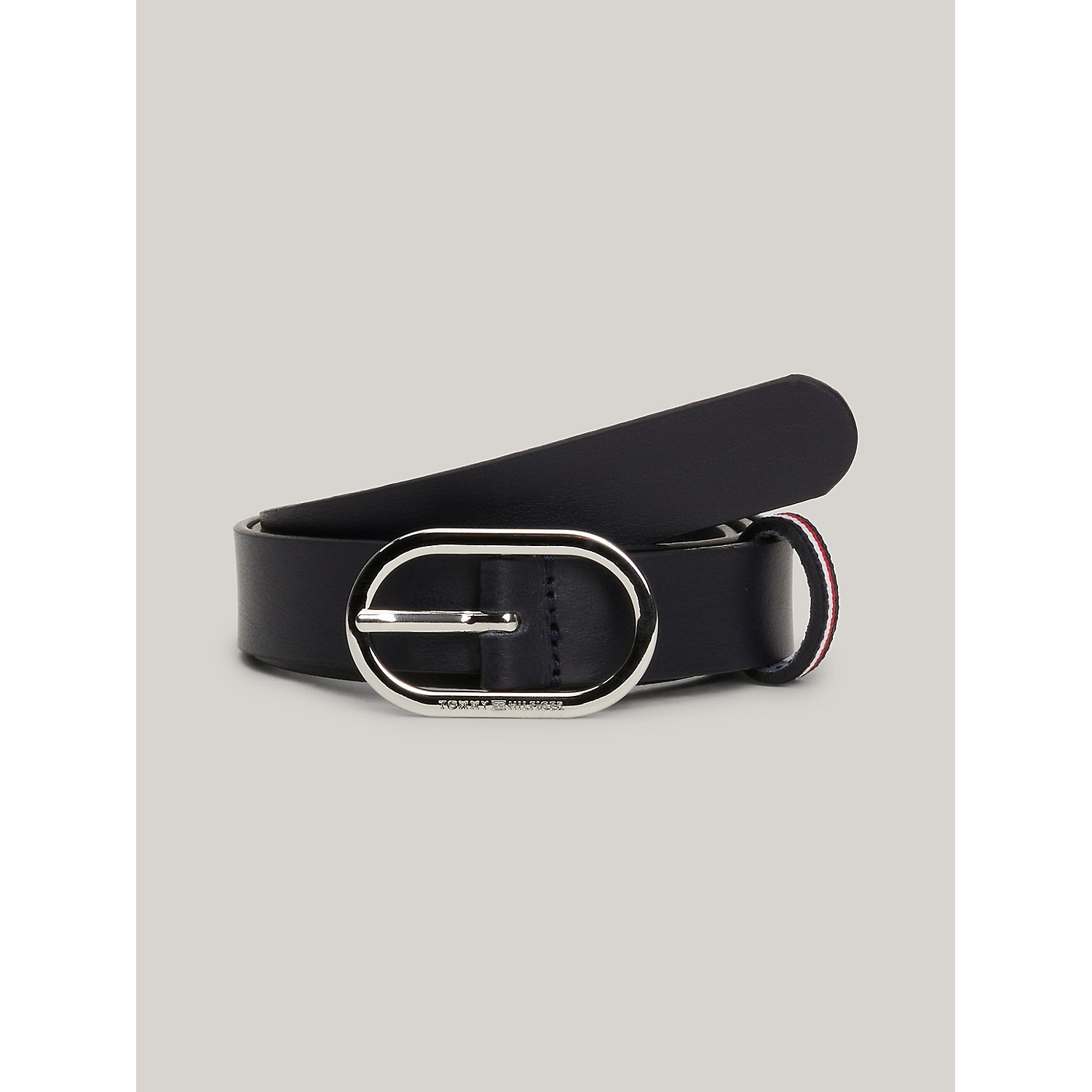 TOMMY HILFIGER Signature Oval Buckle Leather Belt